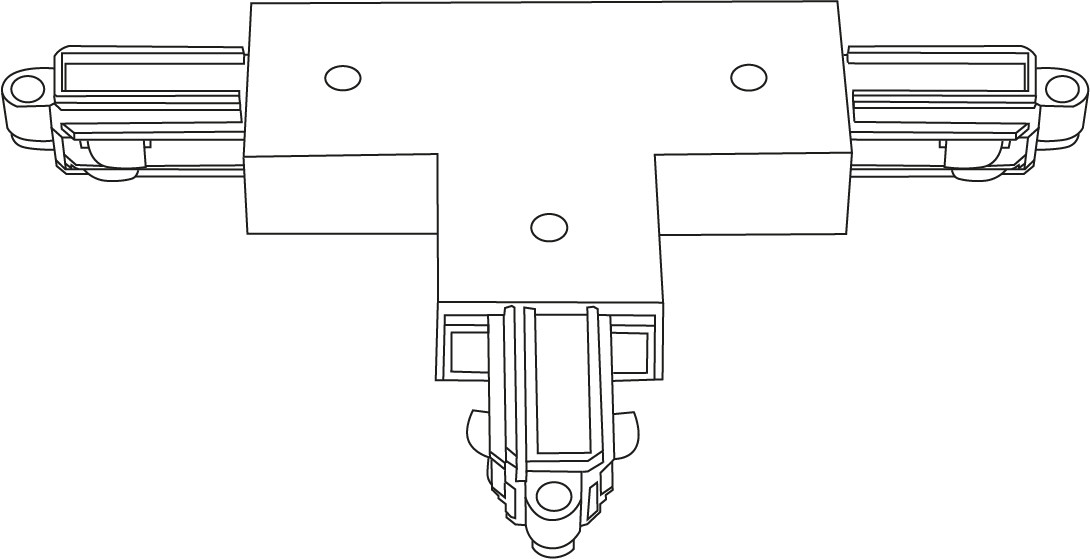 1f rail zwart T-connectie